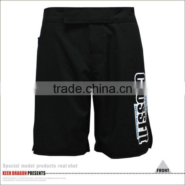 OEM mma training clothing four way stretch black blank crossfit shorts