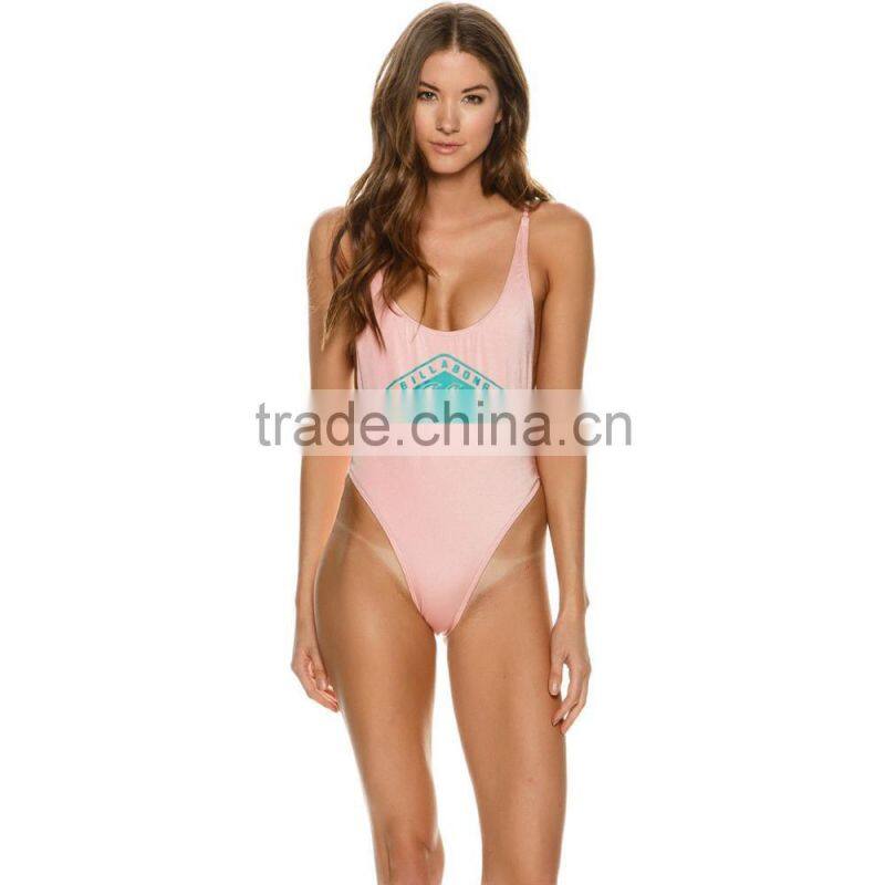Sunny Day Seaside Party One Piece Hi Cut Leg Openings Sexy Lady Swimsuit Custom Nylon Spandex Women One Piece Swimwear Wholesale