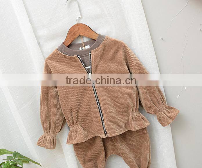 YE5206 girls jacket corduroy flying sleeves 2017 autumn children coat