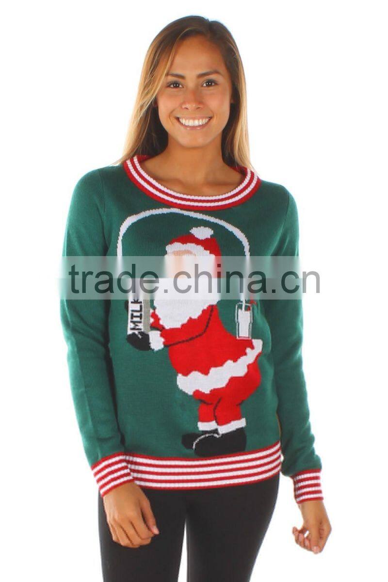 Skin- friendly knitting Christmas santa pullover sweater on 2016