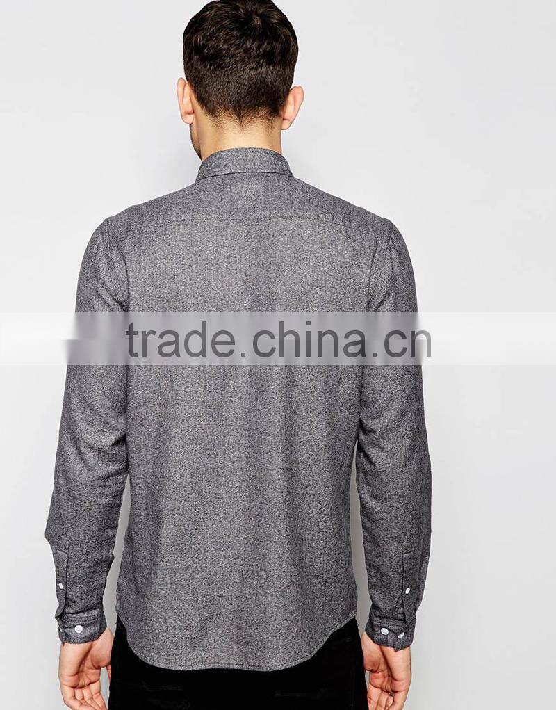 soften wash Shirt in Grey Marl with Long Sleeves