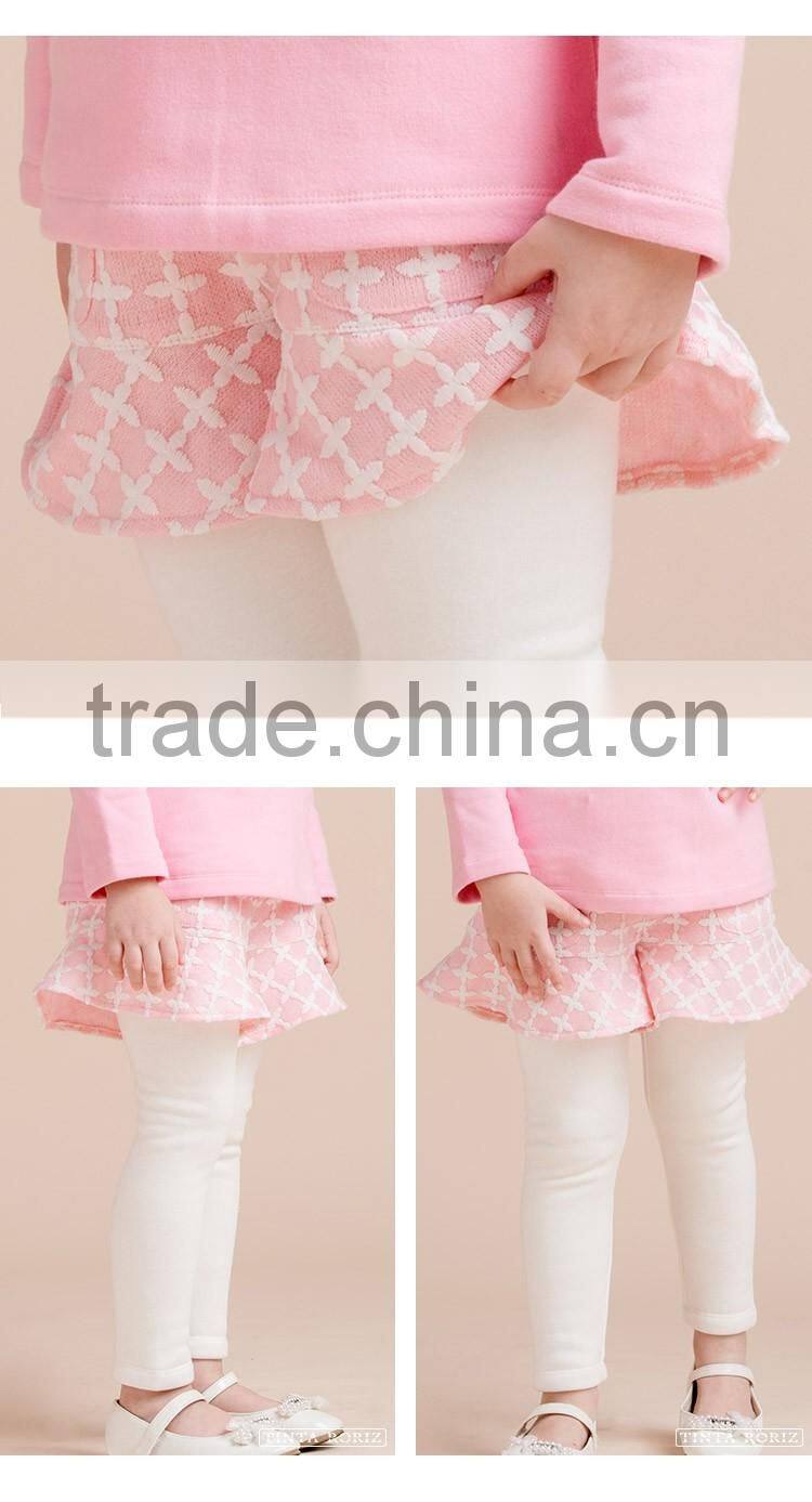 Winter Girls Short Pants And Legging Pices Jacquard Woolen Long Pant With Frill