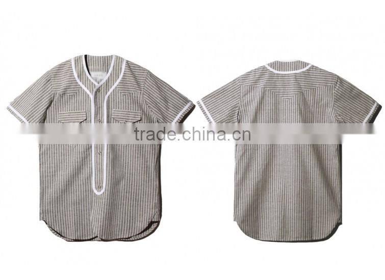 2017 plain two pocket 100% cotton custom striped baseball jersey