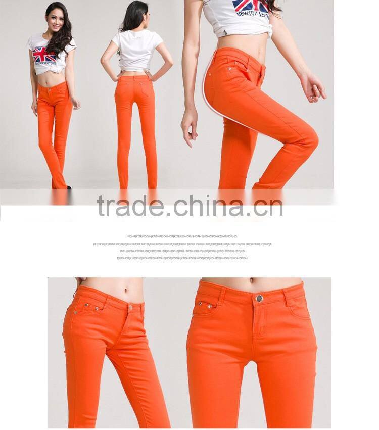 New Women's pants Sexy Spring elastic candy colored pencil Pants Jeans Trousers women's jeans