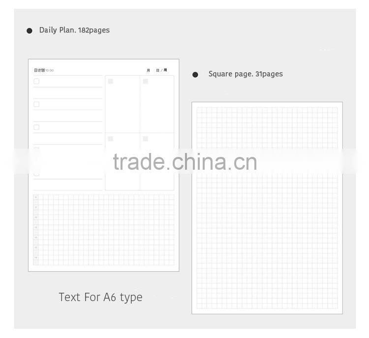 A6 pink PU leather agenda planner with ribbon bookmark /metal clasp /organizers