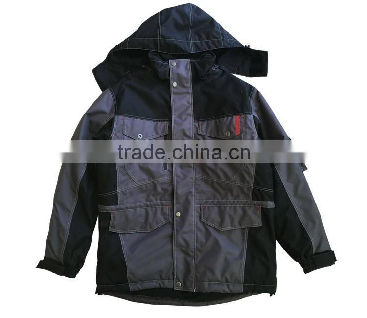 Hot selling letterman 300d polyester oxford fabric with pu coating workwear water proof jacket with EN343