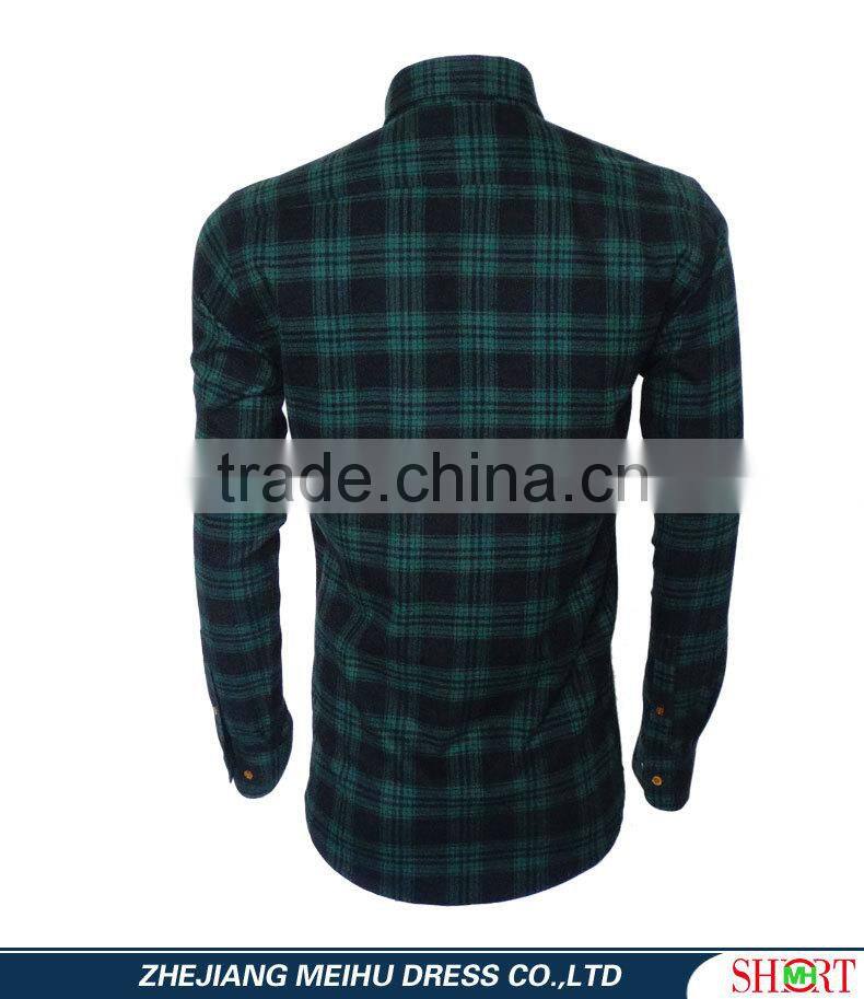 2017 latest shirts pattern for men flannel plaids with button down collar