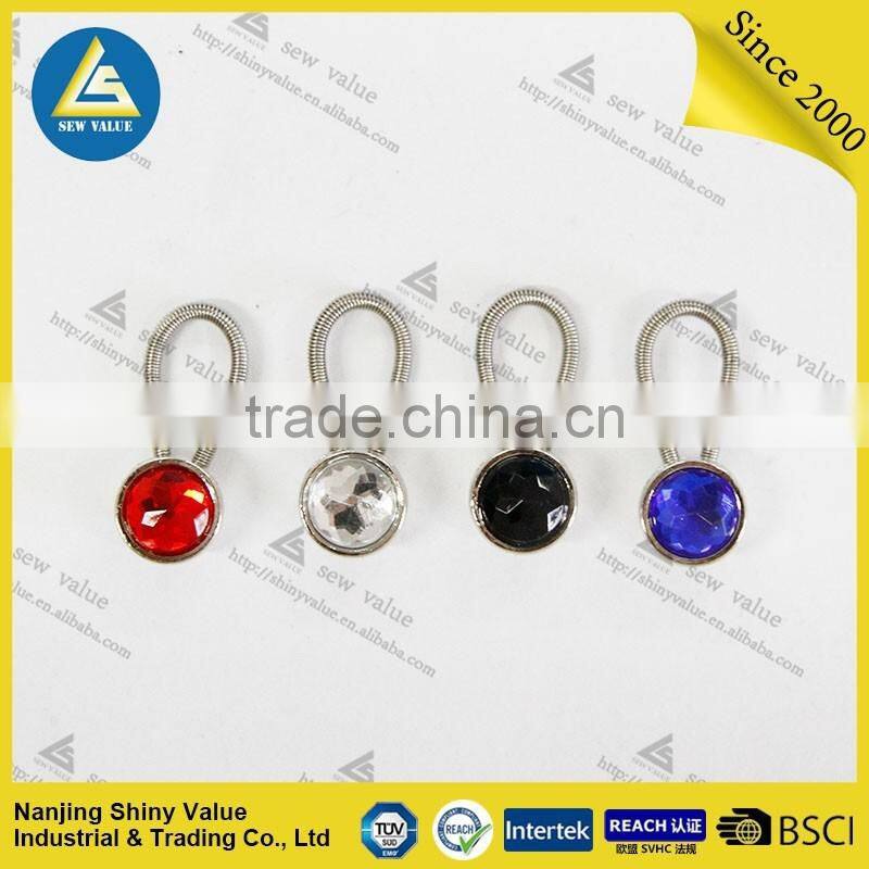 Manufacturer directly supply metal button extenders with beautiful decoration diamond in individual package