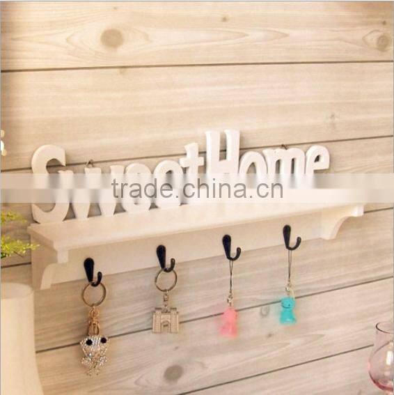 Sweet home white hanging shelf wooden clothes tree