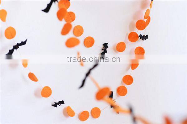 Felt Orange and black Halloween garland, Bat garland, Halloween decorations