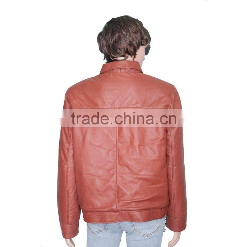 TAN BROWN SHORT BODY LEATHER JACKET