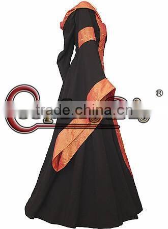 Long Trumpet Sleeve Hooded Collar ROCOCO Ball Grown Gothic Medieval Victorian Dress Costume