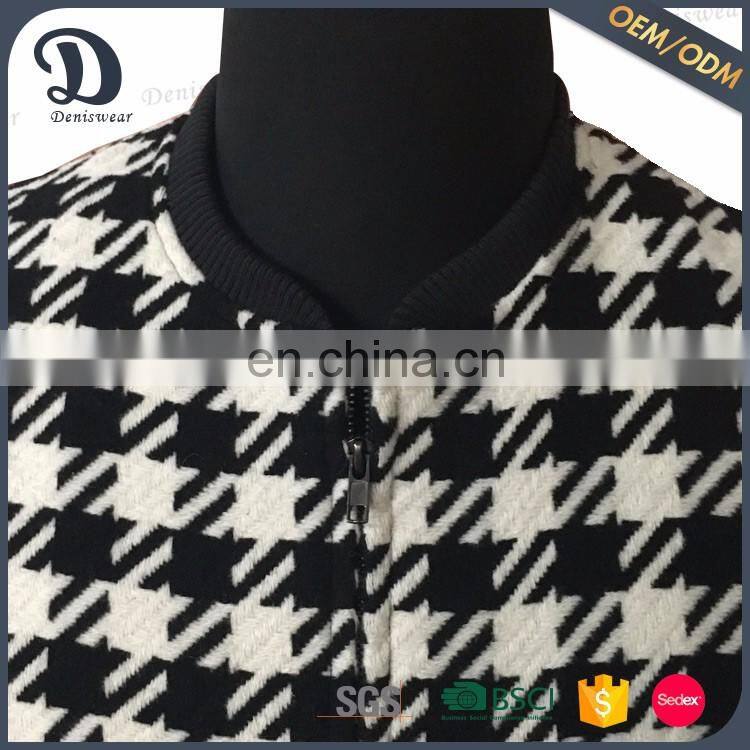 Latest print design men short wool bomber jacket