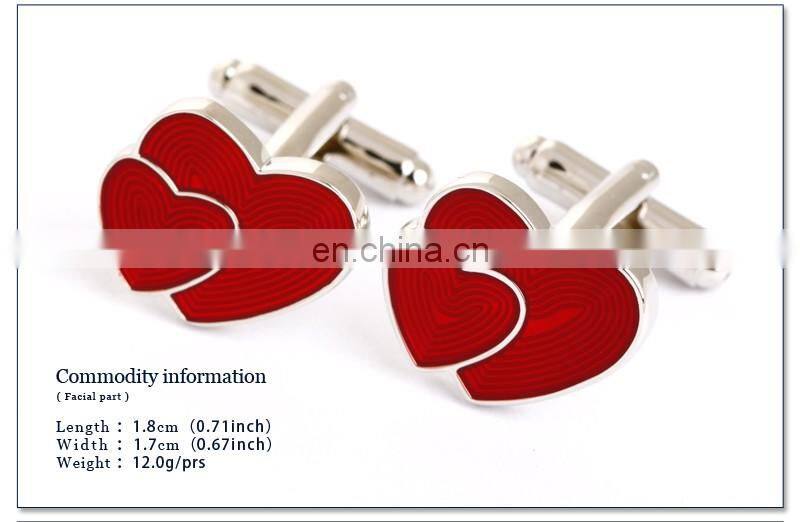 Double Red Heart Fingerprint Men Shirt Wedding Cufflinks