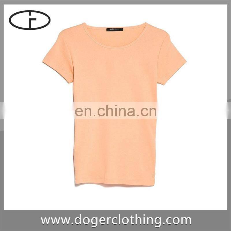 Factory of ladies watermelon color wide neck tshirts