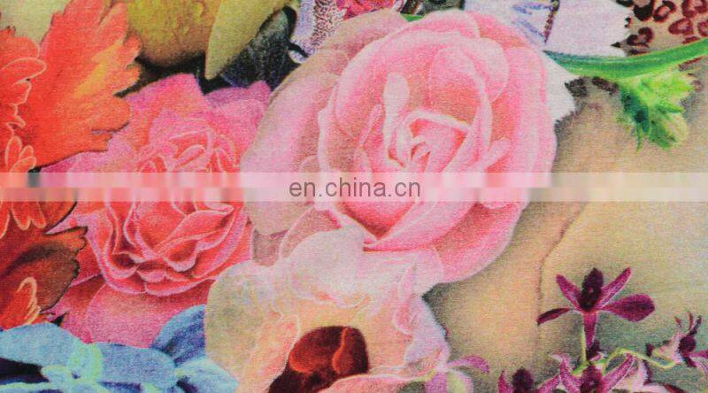 China wholesale 3D picture Digital printed Rayon fabric beautiful flowers