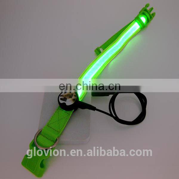 ECO-friendly pet collar durabl dog collar for training and hunting USB rechargeable flashing collar