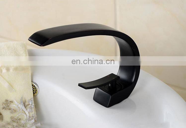Hot Brass Cool Black Flat Curve Faucet Mixed Water Tap Hotel