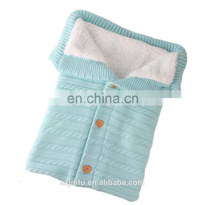 Newborn Baby Swaddle Blanket Fleece Stroller Wrap Nap Blanket Plus Velvet  Knit Sleeping Bag Stroller Sack