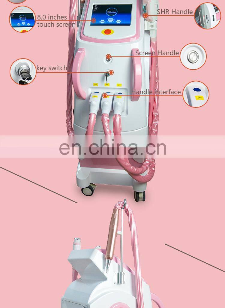 Multifunctional 3 in 1 pico laser/shr/rf machine for both tattoo removal and hair removal