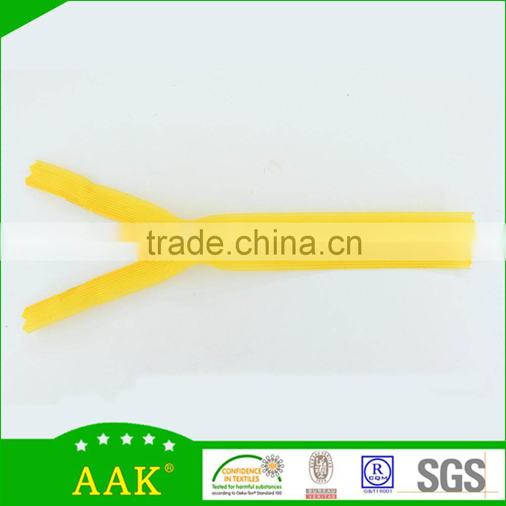 3# silver wedding dresses invisible zips with metallic color triangle hook slider