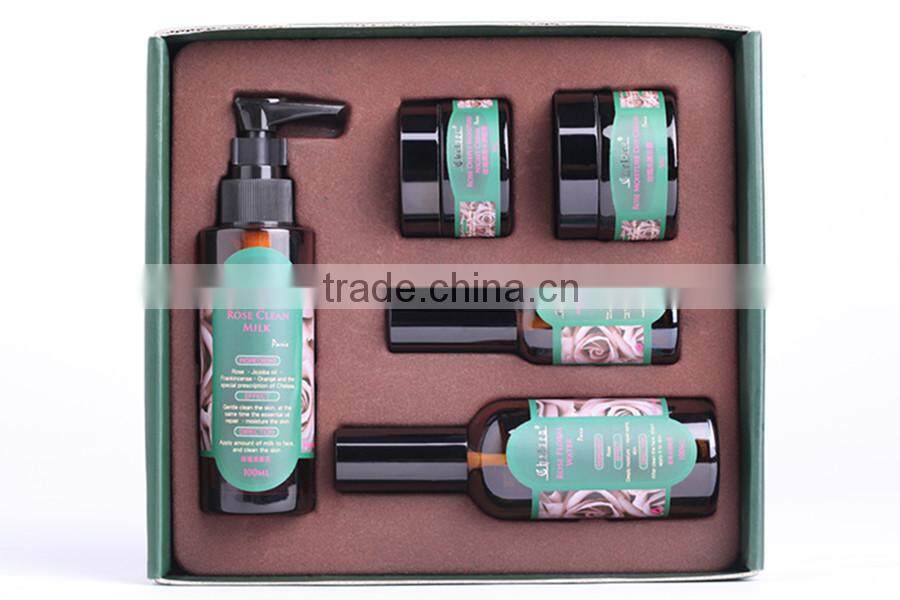 natural rose essence moisturizing whitening facial skin care set