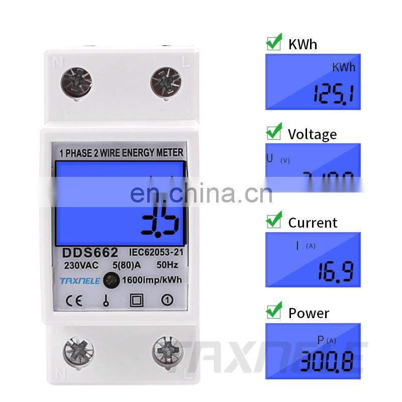 Electric Din Rail Single Phase Two Wire LCD Digital Display Wattmeter Power Consumption Electronic Energy KWh Meter AC230V 50Hz