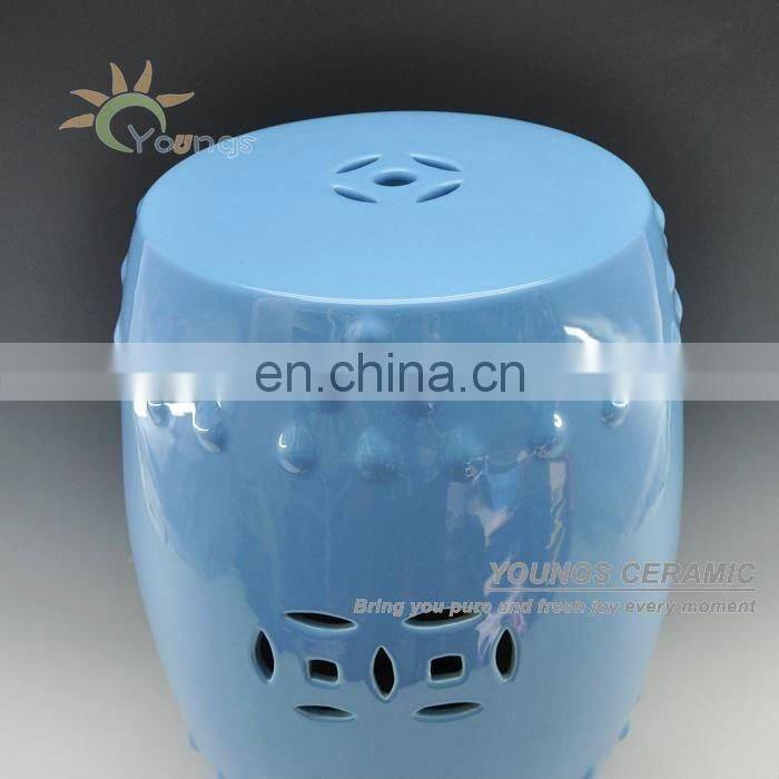 High Temperature burning Blue Glazed Chinese Ceramic Garden Stool Seat
