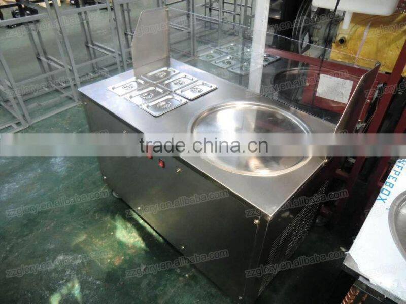 2016 hot sale thailand double flat round pan fried rolled ice cream machine for commercial