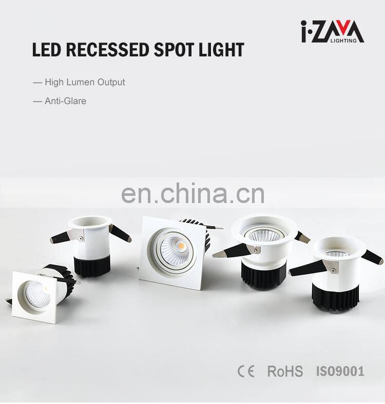 China Manufacturer Aluminum Recessed Mounted Cob 10W 12W Indoor Bedroom Market Led Spotlight