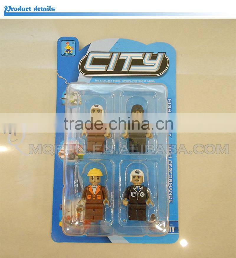 Mini Qute 4pcs/lot intellect boy collection models city engineer action figure plastic building block educational toy NO.25792A