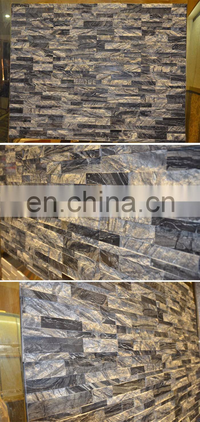 thin real black marble stone veneer wall cladding blocks panels finish