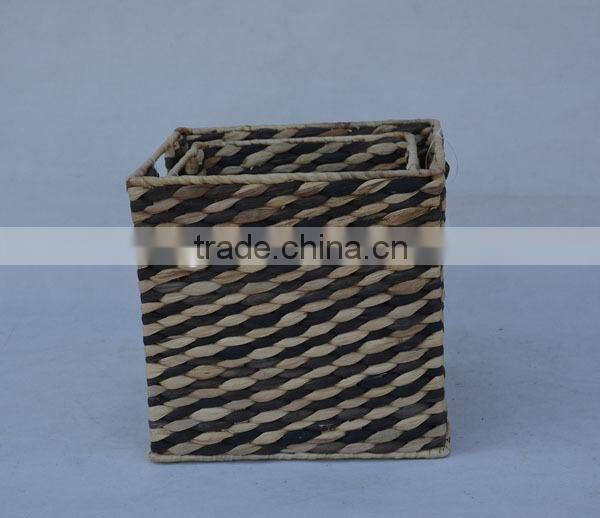 S/2 Square Natural Water Hyacinth Woven Storage Cubes