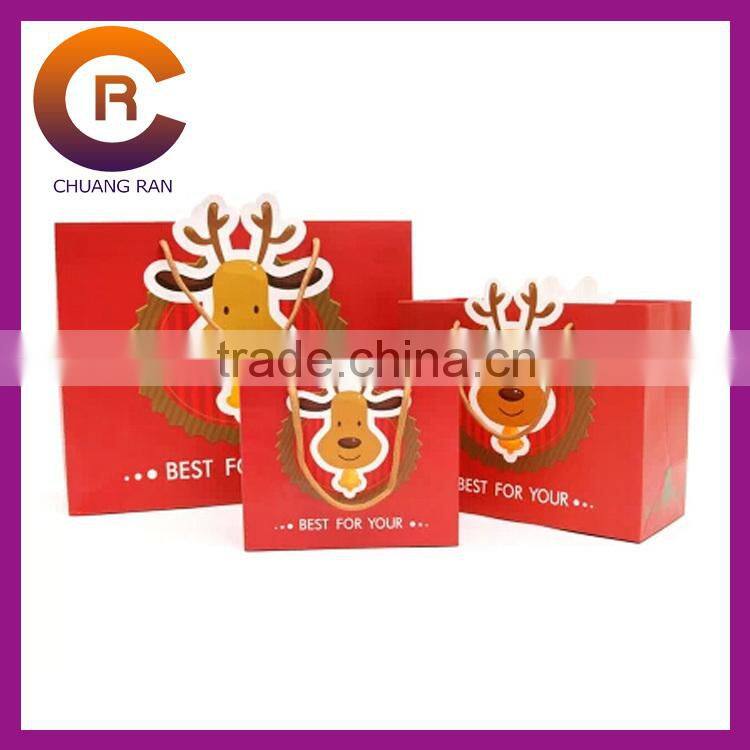 Red lovely deer good quality custom cheap christmas gift bags