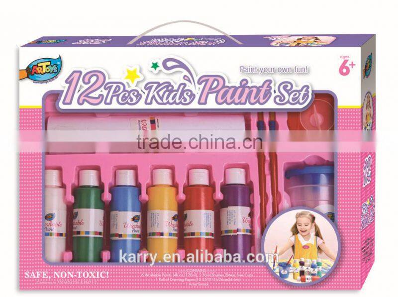 Non-toxic high quality 12 pcs kids paint set (120ml each) _paint your own fun