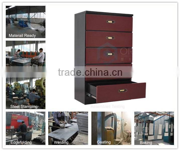 Custom-defined Livingroom Nightstand Elegant Cinese Red Steel Drawer Cabinet Half Height Storage Cabinet