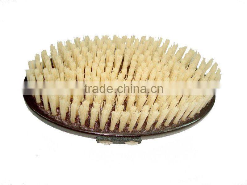 wooden beard brush with leather handle