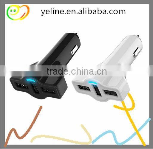 Creative plane shape 3 ports usb car charger with led light