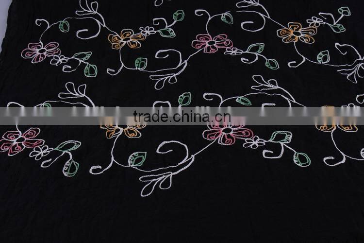 Wholesale Women Fashion Flower Embroidery Design Tassel Cotton Winter Scarf