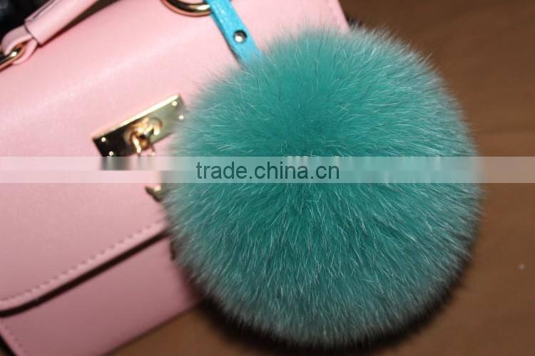 Fashion Trendy Women Girls 100% Real Fur Pom Pom Key Chains