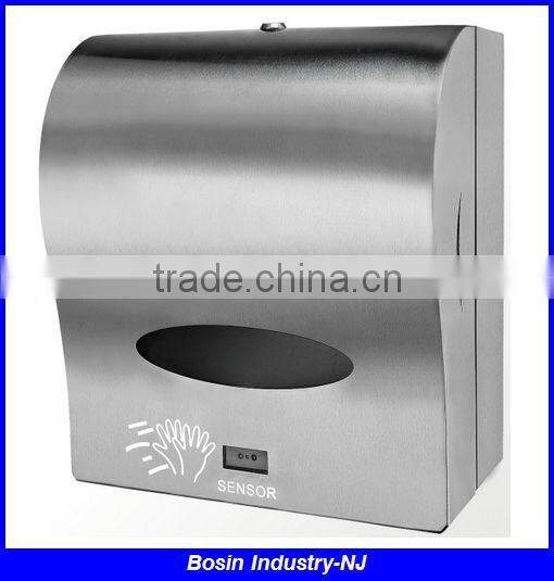 stainless steel auto cut paper dispenser without power, wall mouted auto cut paper towel dispenser