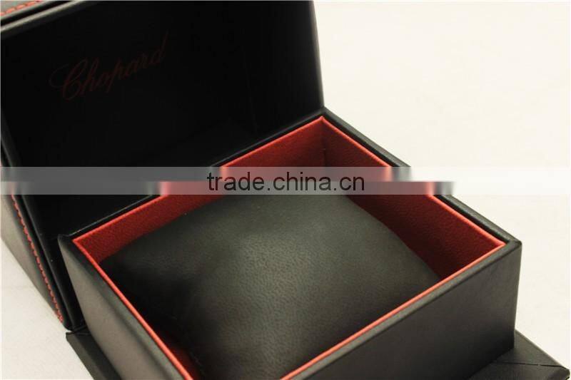 Seamed tube leather watch box with pillow