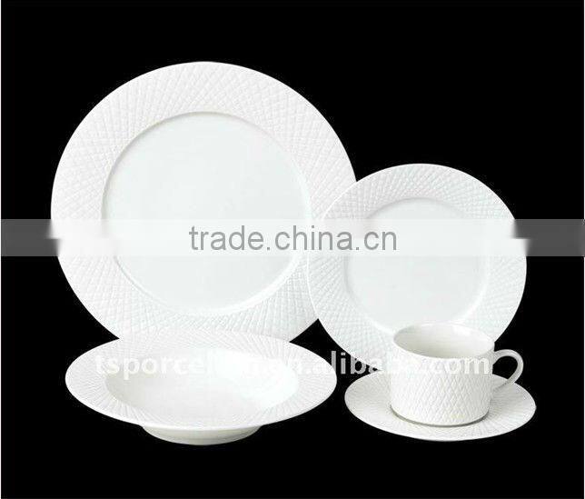 new bone china, porcelain ceramic 16embossed dinnerware set new design