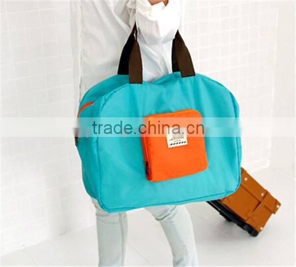 Factory price foldable unisex polyester travel luggage shoulder bag