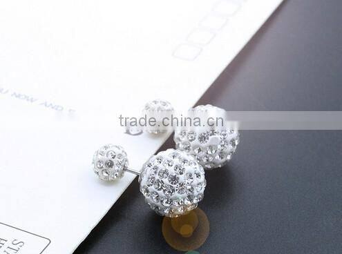 >< BEST SELLING Rhinestone Stud Earrings crystal Double Ball earring/