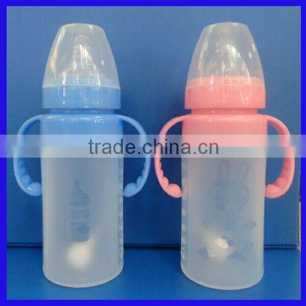 BPA-FREE high transparent baby silicone nipple feeding bottle/baby biberon ensemble