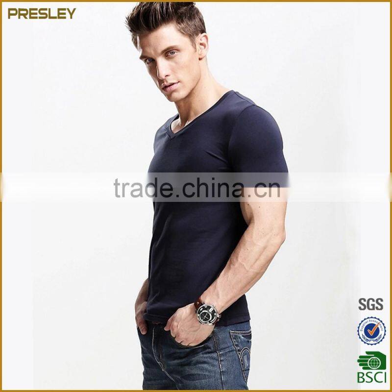 Hot sale Men's short sleeve slim fit gym t shirts softextile cotton solid color t shirts