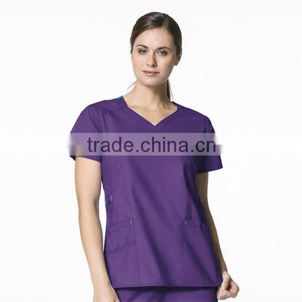Fashionable Purple Natural Uniforms Scrubs Suit