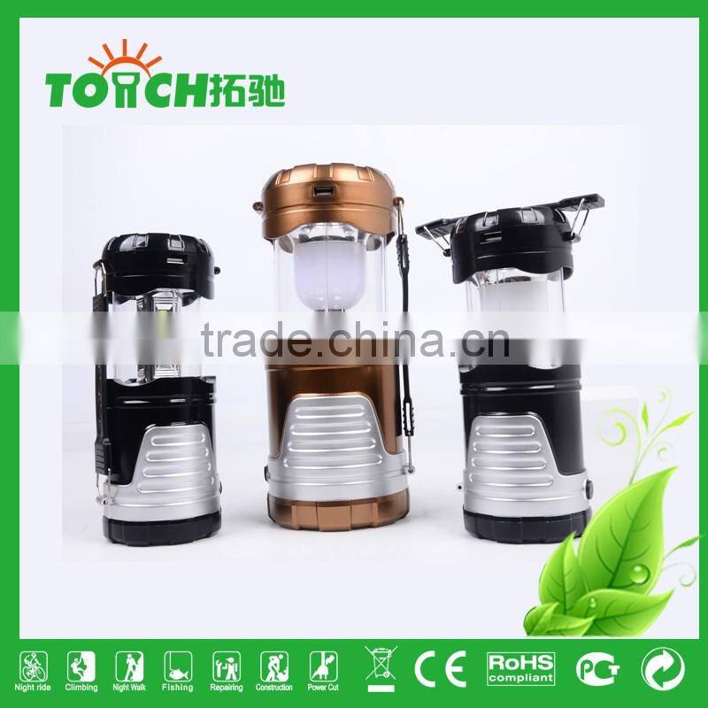 New Product Promotion Solar Rechargeable LED Lantern Flashlight Camping Light with 3w Flashlight Outdoor Camping Lamp