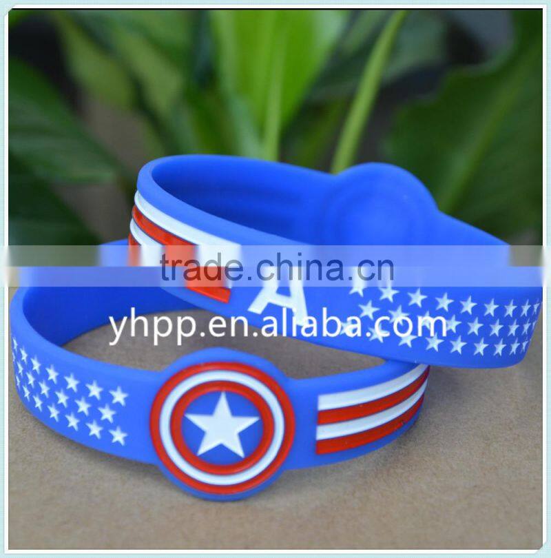 Custom Design Captain America Silicone Wristband Bracelet for Fans